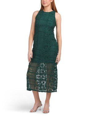 endless rose sleeveless textured midi dress green Endless Rose Strapless Textured Column Midi Dress - Green